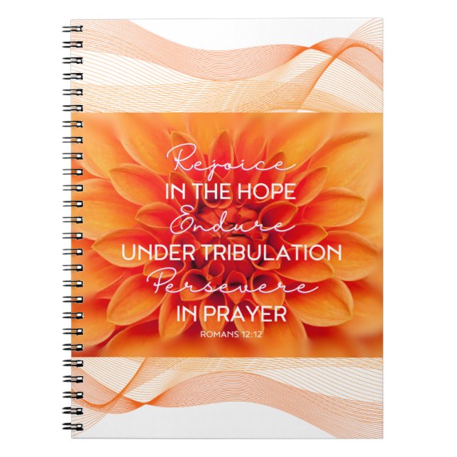 Caderno Espiral Notebook Romanos JW 12:12 Aproveite Perseverante (Frente)