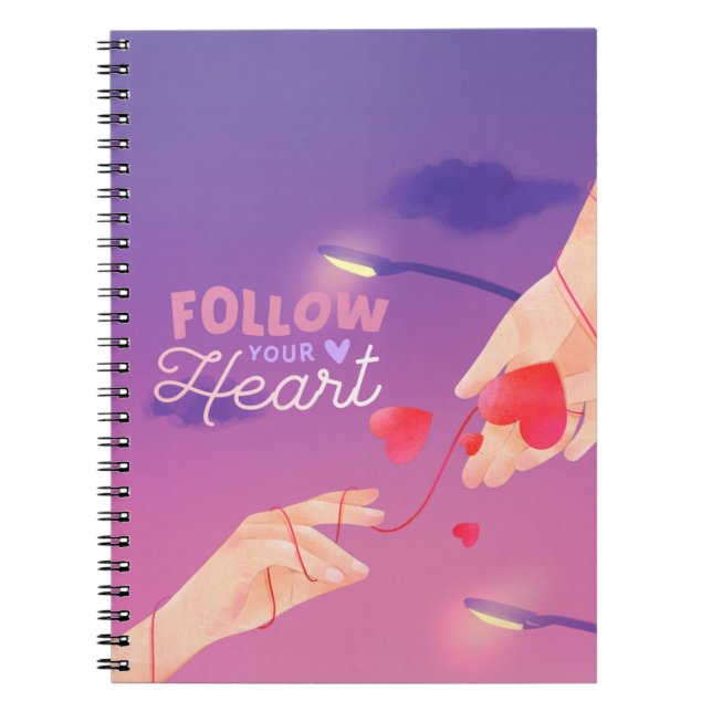 Caderno Espiral Notebook Romântico sunset: Corações do Destino (Frente)