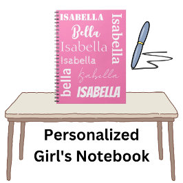 Caderno Espiral Notebook rosa com nome de garota personalizada