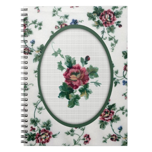 Caderno Espiral Notebook rosa Cross Stitch (Frente)