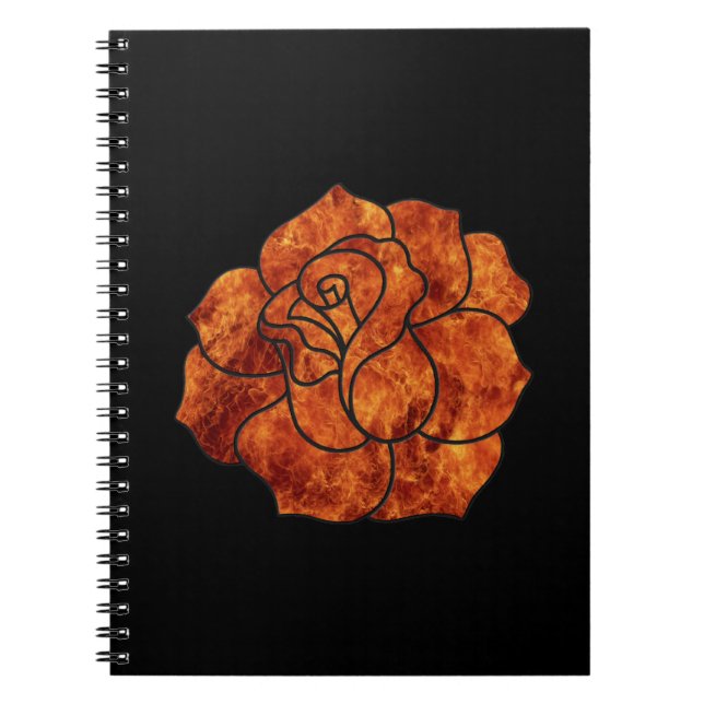Caderno Espiral Notebook Rosa de Fogo Laranja (Frente)