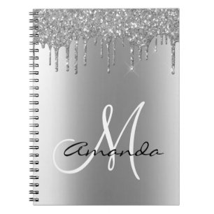 Caderno Espiral Notebook Rosa Dourado Metal Glitter Drives Monogra