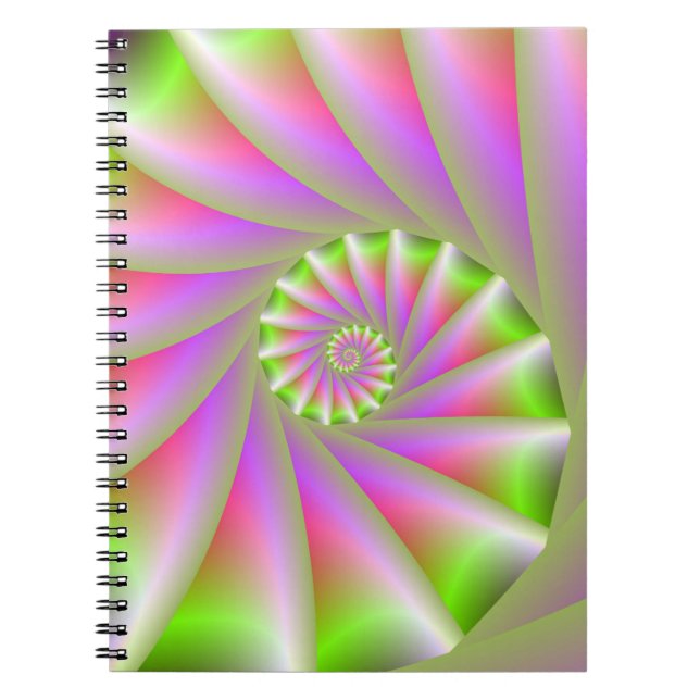 Caderno Espiral Notebook rosa e espiral verde (Frente)