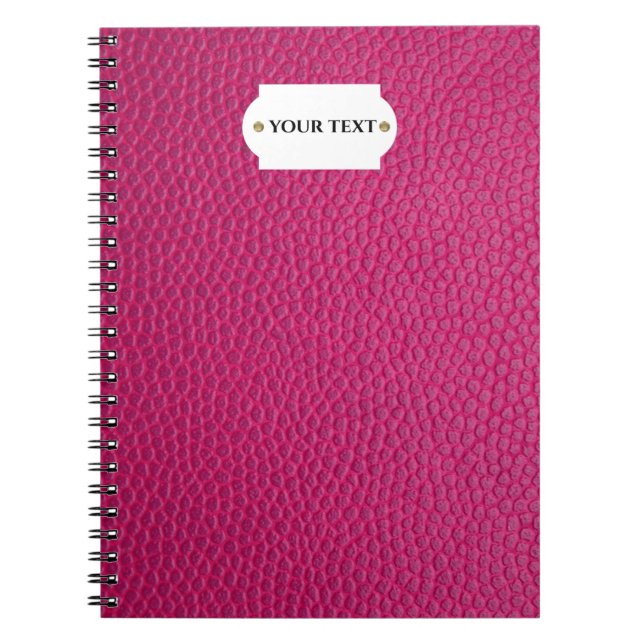 Caderno Espiral Notebook rosa em couro (Frente)