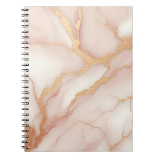 Caderno Espiral Notebook rosa embebido em sabre com veias Douradas