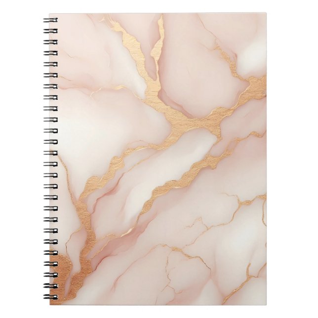 Caderno Espiral Notebook rosa embebido em sabre com veias Douradas (Frente)