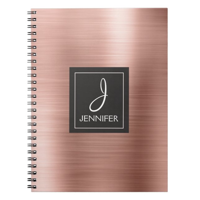 Caderno Espiral Notebook rosa Gold Foil Monograma (Frente)