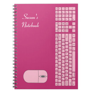 Caderno Espiral Notebook rosa para teclado e mouse