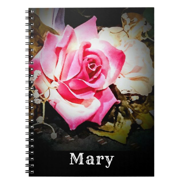 Caderno Espiral Notebook rosa rosa rosa-rosa personalizável (Frente)