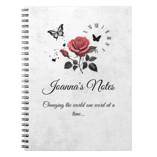 Caderno Espiral Notebook Rosa, Tinta e Tempo Personalizado (Frente)