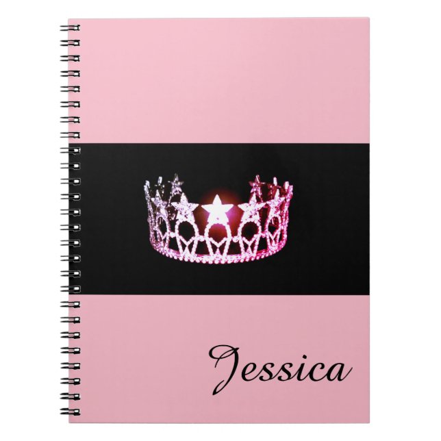 Caderno Espiral Notebook Rosa USA - Nome Personalizado (Frente)