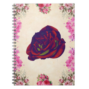 Caderno Espiral Notebook rosa vermelha