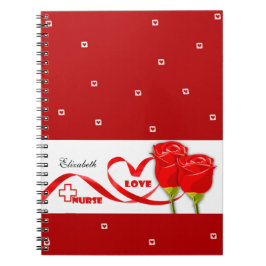 Caderno Espiral Notebook Rosa vermelha Gift para enfermeira