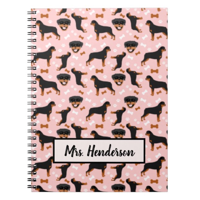 Caderno Espiral Notebook Rottweiler Cute Rotties (Frente)