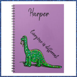 Caderno Espiral Notebook Roxo Dinossauro Verde