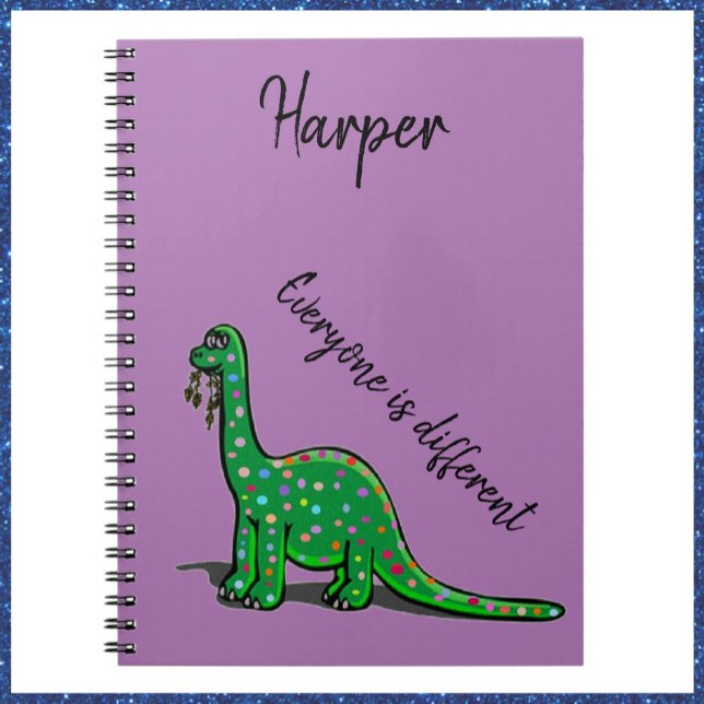 Caderno Espiral Notebook Roxo Dinossauro Verde (Criador carregado)