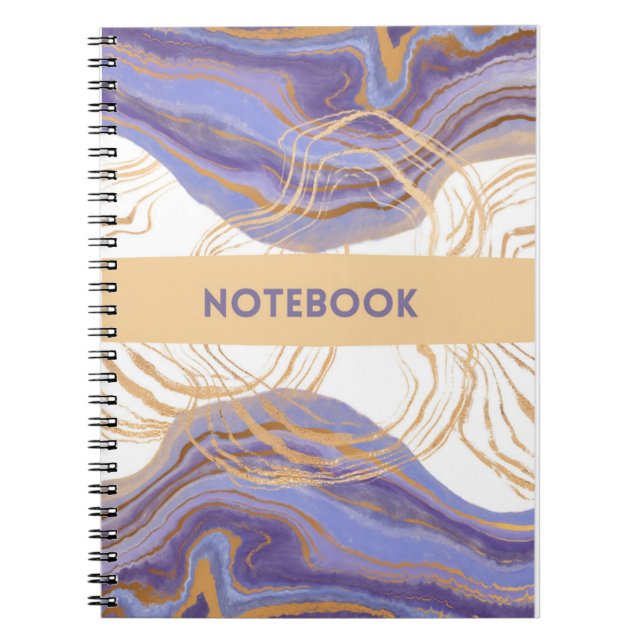 Caderno Espiral notebook roxo, dourado e branco (Frente)