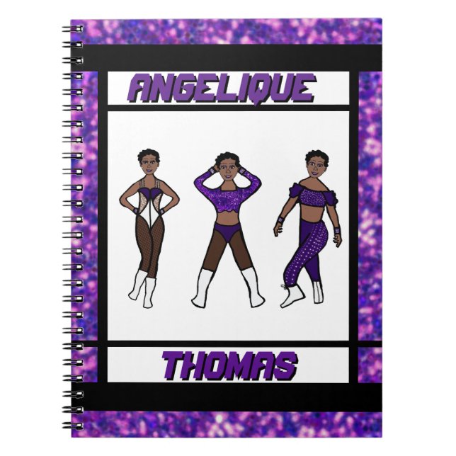Caderno Espiral Notebook Roxo e Preto Dançarino Triplo Estilado #1 (Frente)