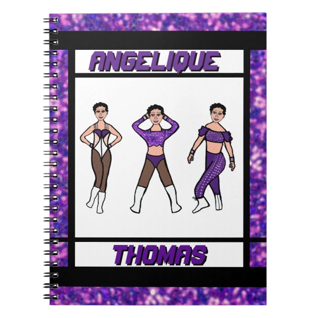 Caderno Espiral Notebook Roxo e Preto Dançarino Triplo Estilado #2 (Frente)