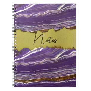 Caderno Espiral Notebook Roxo Marble e Espiral Dourado Faux