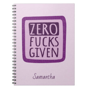 Caderno Espiral Notebook Roxo Zero F*s Dado à Espiral