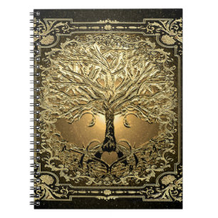 Caderno Espiral Notebook russo antigo da Dourada árvore da vida