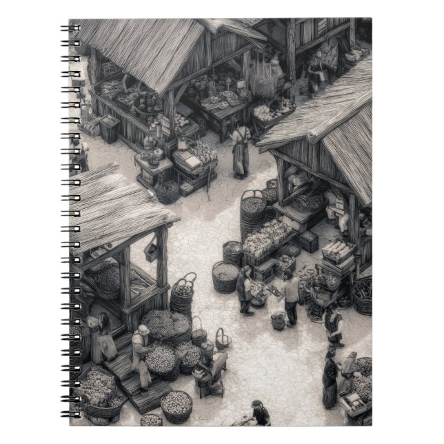 Caderno Espiral Notebook Rustic Market Sketch Sepia (Frente)