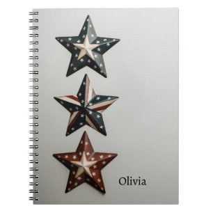 Caderno Espiral Notebook Rustic Patriotic Star - Design de America