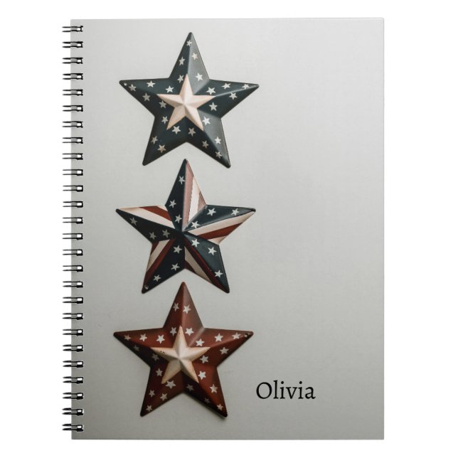Caderno Espiral Notebook Rustic Patriotic Star - Design de America (Frente)