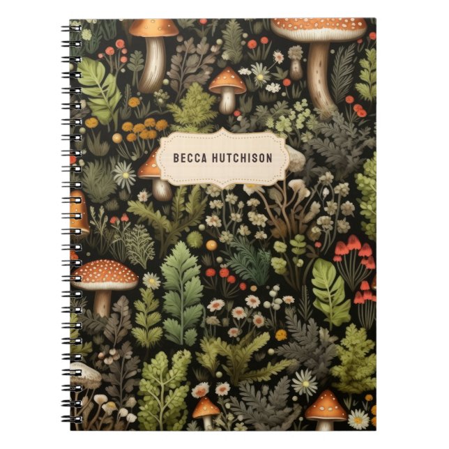 Caderno Espiral Notebook Rustic Woodland Mushroom Forest (Frente)