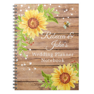 Caderno Espiral Notebook Rustic Yellow Sunflower Planner