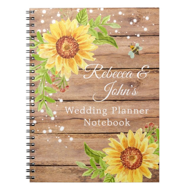 Caderno Espiral Notebook Rustic Yellow Sunflower Planner (Frente)