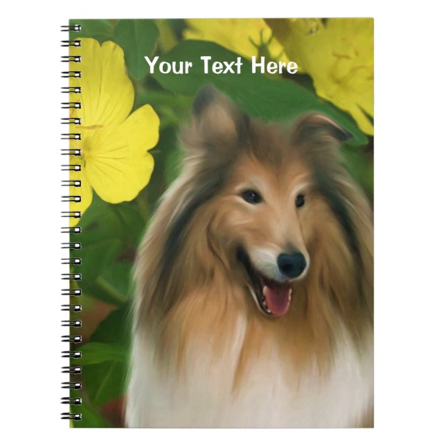 Caderno Espiral Notebook Sable Collie Fantasy Dog Art (Frente)