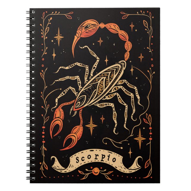 Caderno Espiral Notebook Scorpio Celestial Arte Zodiática (Frente)