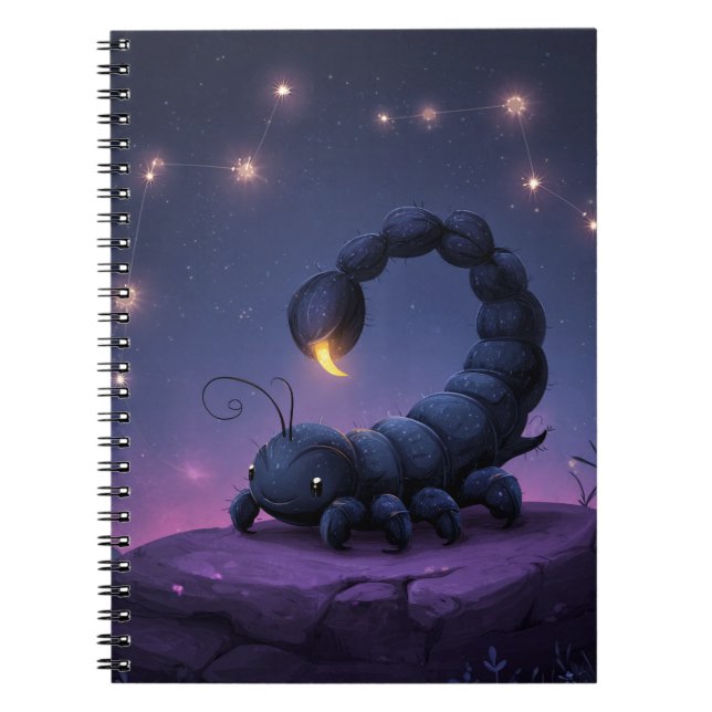 Caderno Espiral Notebook Scorpio Zodiac - Escorpião Celestial Cute (Frente)