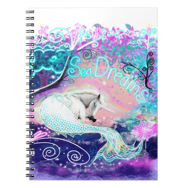 Caderno Espiral Notebook Sea Dreams Unicorn Art (Frente)