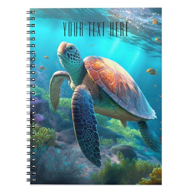 Caderno Espiral Notebook Sea Turtle Nature - Título Personalizado (Frente)