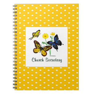 Caderno Espiral Notebook Secretário de Igreja Butterflies