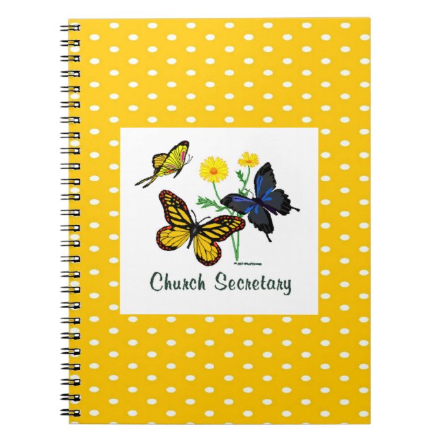 Caderno Espiral Notebook Secretário de Igreja Butterflies (Frente)