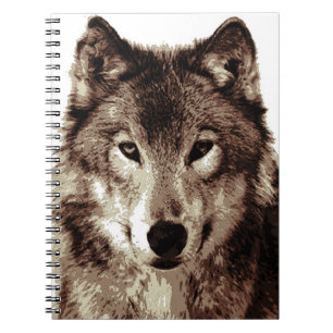 Caderno Espiral Notebook Sepia Wolf