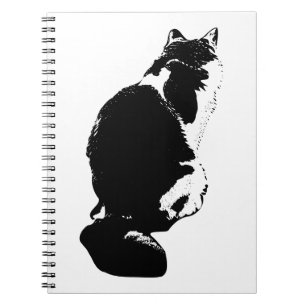 Caderno Espiral Notebook Serene Cat Silhouette Ink Art