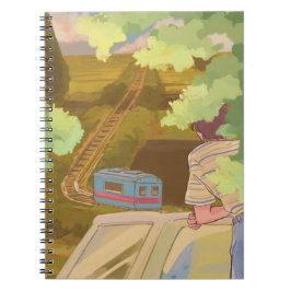 Caderno Espiral Notebook Serene Train Journey - estético dos anos