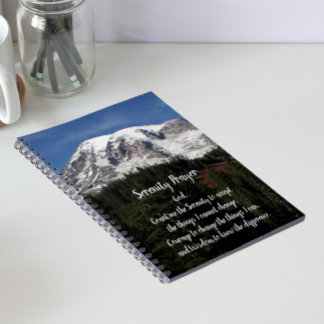 Caderno Espiral Notebook Serenity Prayer Mount Rainier Photo