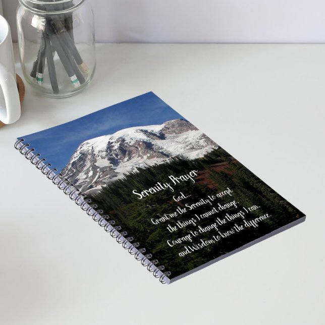 Caderno Espiral Notebook Serenity Prayer Mount Rainier Photo (In Situ)