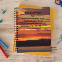 Notebook Serenity Prayer Orange Sunset