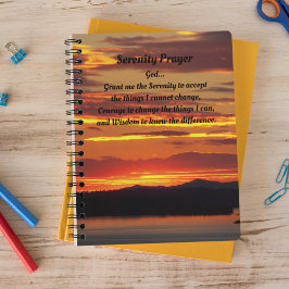 Caderno Espiral Notebook Serenity Prayer Orange Sunset