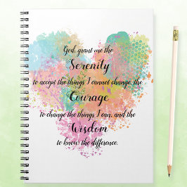 Caderno Espiral Notebook Serenity Prayer Watercolor