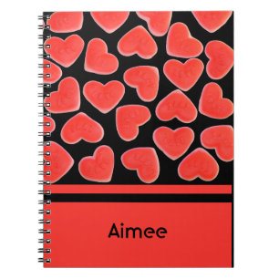 Caderno Espiral Notebook 'Seu nome' preto de coração doce