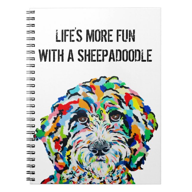 Caderno Espiral Notebook Sheepadoodle Dog 6,5" x 8,75" (Frente)