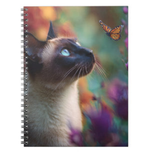 Caderno Espiral Notebook Siamese Cat e Butterfly